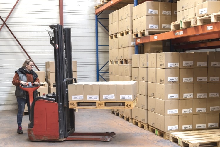 A worker in the warehouse