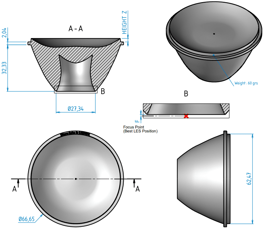 2D LLC66-67mm-silicone-collimator-patented