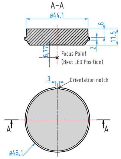 2D shematic - UFO45A-tunable-white-lenses-ultra-flat-optic-tunable white lenses