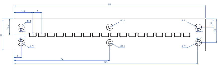 PCB-drawing-18x-midpower-5630 for Silicone linear collimators
