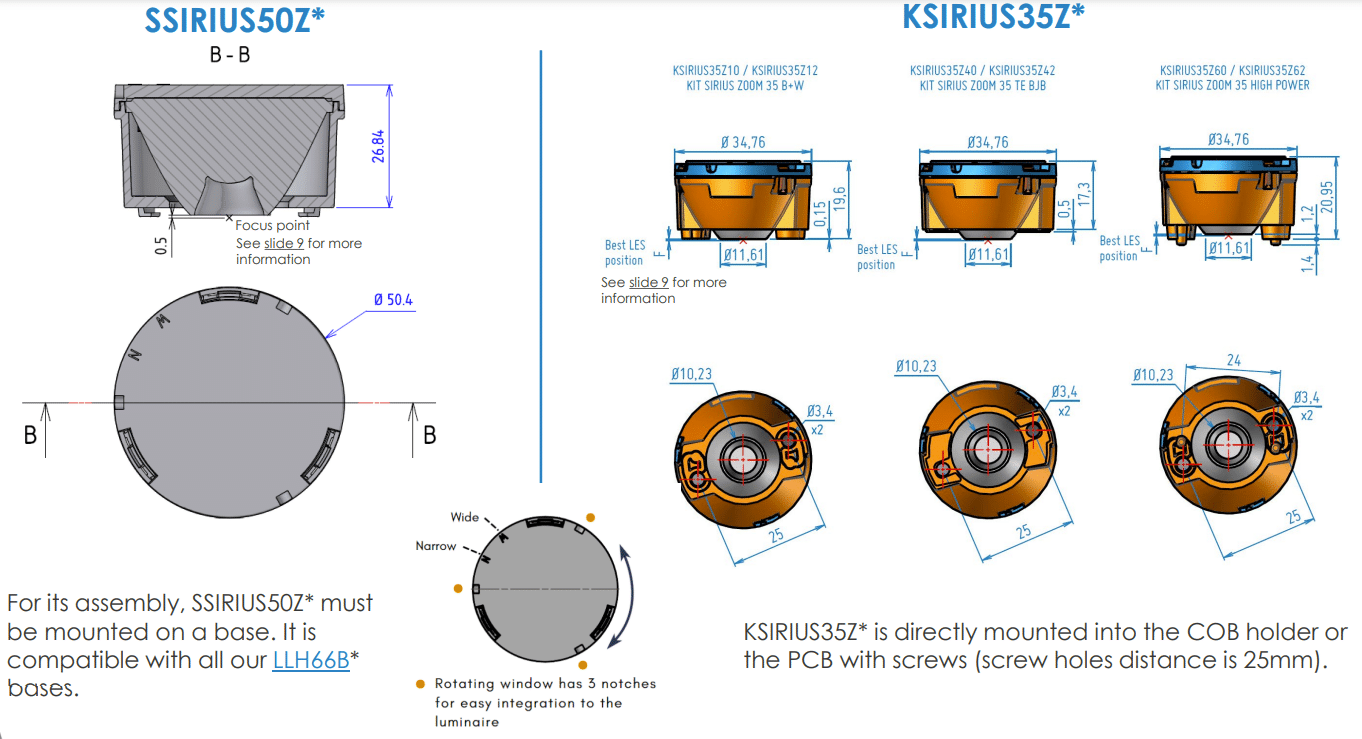SIRIUS-2D-schematics - Gaggione LED ZOOM SOLUTIONS collimator - assembly shematic