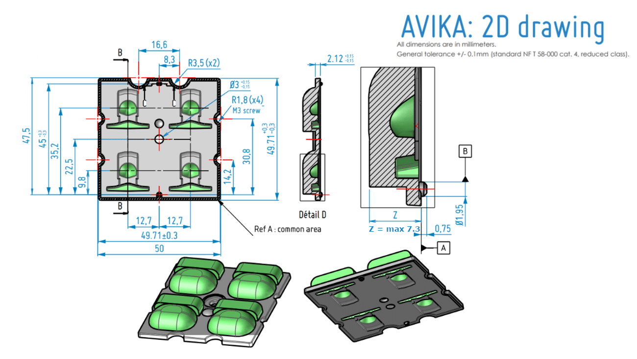 Gaggione Avika street lighting lens 2D Shematics
